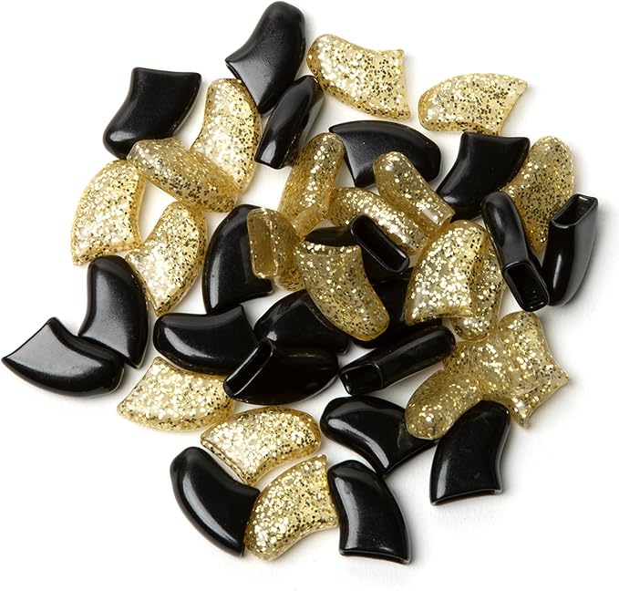 Soft Claws Nail Caps for Dogs with Non-Slip Design Made in USA - 40 Dog Nail Covers for Long-Lasting Protection of Floors and Furniture - Black & Gold Sparkle, XXL