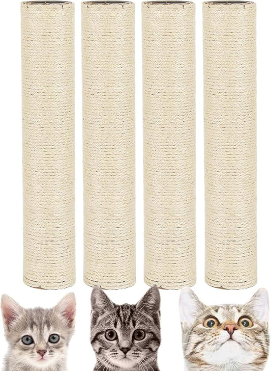 BNOSDM 4 Pcs M8 15”x2.75” Cat Tree Scratching Post Replacement Parts for Indoor Cats Tower Rope Scratch Poles Refill Sisal Pole Part for Refurbishment Hemp Kitty Furniture Accessories Spare
