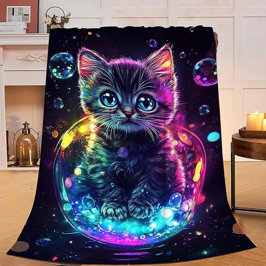 Cat Throw Blanket Cat Gifts for Kids Girls Boys Adults Women Men Soft Cozy Warm Plush Fluffy Fuzzy Fleece Blanket Decor 40''X50''