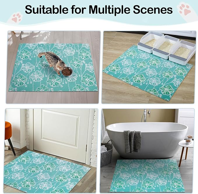 Bienbee Cat Litter Mat, Cat Litter Mat Litter Trapping Mat, Easy to Clean, Soft Litter Box Mat for Cat, Kitty, PVC Material Pad 40 * 30in