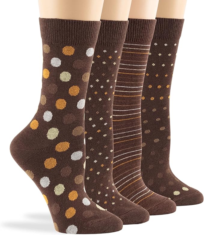 7BIGSTARS KINGDOM Womens Fun Cotton Crew Socks - 4 Pack L/M - Cactus Space Desert Coffee Fox Dog Hedgehog Puppy Flower Bird