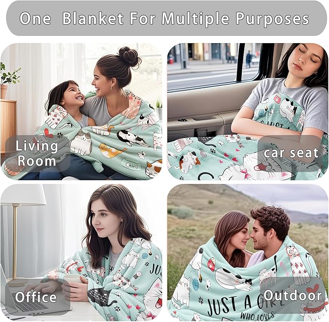 Cat Blanket Gifts for Cat Lovers Soft Flannel Cats Throw Blanket Cats Stuff for Kids Adults 50"x40"