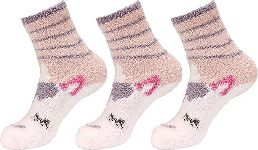 BambooMN Women's Super Soft Warm Microfiber Fuzzy Cozy Unicorn Series Crew Socks