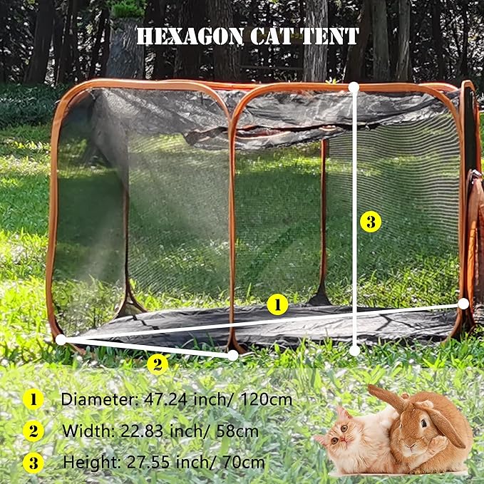 Outdoor Cat Enclosures, 6-in-1 Outdoor Cat Tent with Cat Tunnel DIY in Multiple Ways, Cat Playpen Play Tents for Cats Rabbits Ferrets and Small Animals, Indoor/Outdoor Cat House