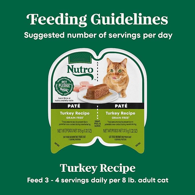 Nutro Perfect Portions Wet Cat Food Paté Turkey Recipe, (24) 2.64 oz. Twin-Pack Trays