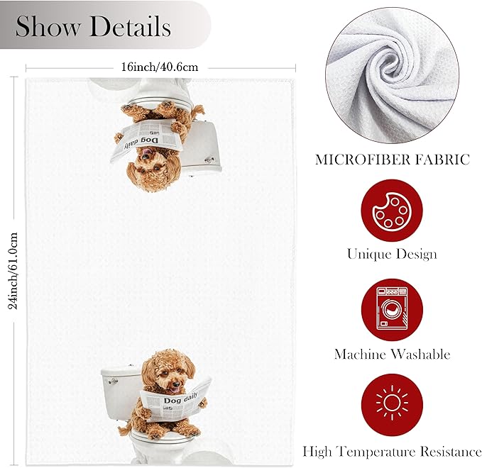 Poodle Hand Towels for Bathroom, Funny Dog Kids Bathroom Decor, Poodle Dog Gifts for Women, 16x24 Inch