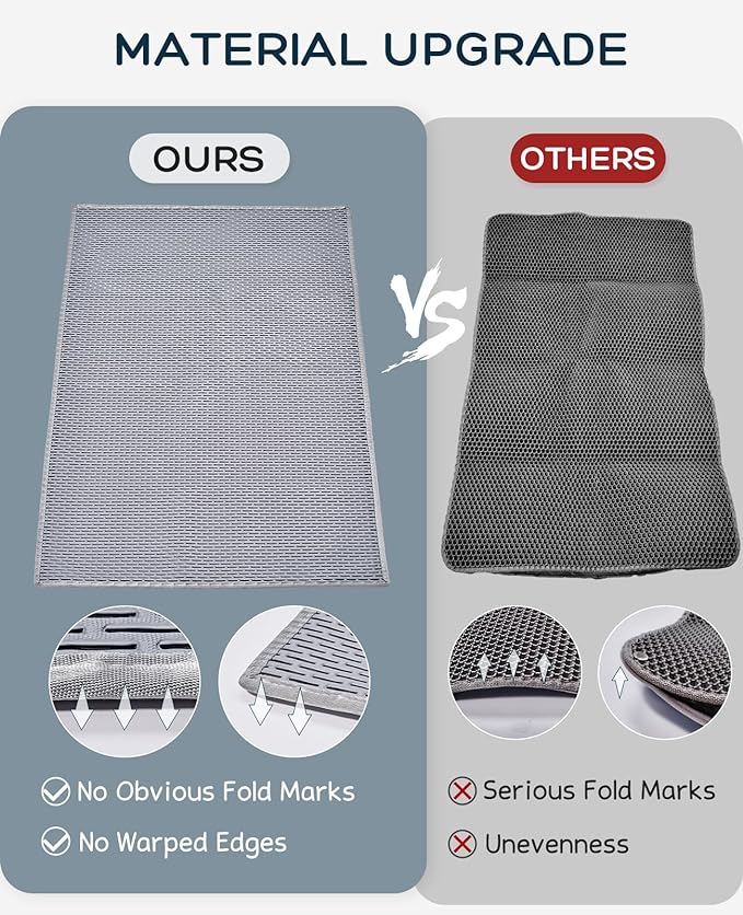 BurgeonNest 45"x 32" Cat Litter Mat, Washable Extra Large XL Kitty Litter Trapping Mat, Smooth and Comfortable Material