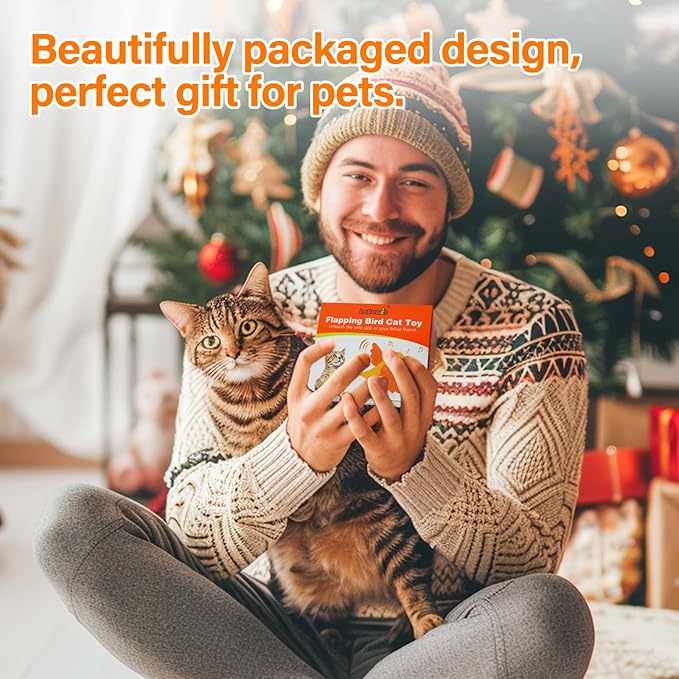 Cat Toys for Indoor Cats, Flapping Bird Cat Toy, Electric Simulated Chirping Bird Interactive Cat Toy with Flappy Wings, Rechargeable Touch Activated Cat Toys with Catnip and Feather - Bule