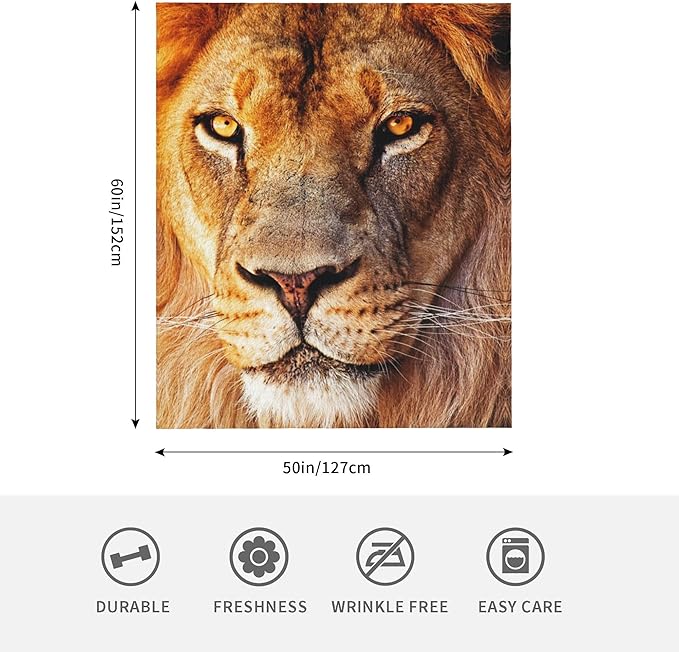 Lion Soft Throw Blanket Flannel Fleece Blankets Warm Cozy Lightweight Fuzzy Blanket for Bed Sofa Couch Home Decor 60"X50"