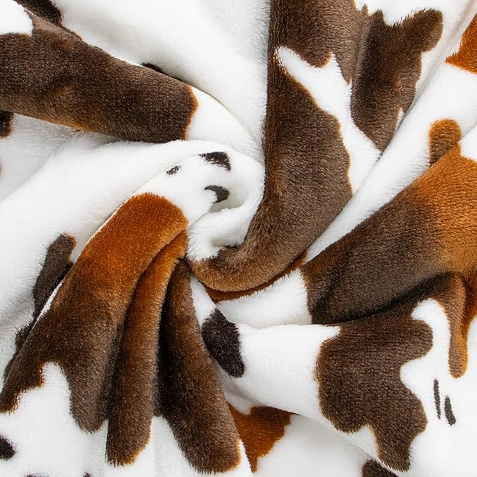 Fleece Blankets King Size Cow Print Blanket for Bed Couch, Soft Cozy Fuzzy Large Blanket, Luxury King Size Cow Throw Blankets 108x90 Inches