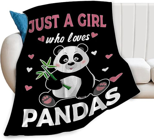 Panda Blanket Cute Panda Plush Throw Blanket Super Soft Cozy Warm Fleece Just A Girl Who Loves Panda Bedding Blanket Gifts for Kids Girls Boys Women 60"X80"