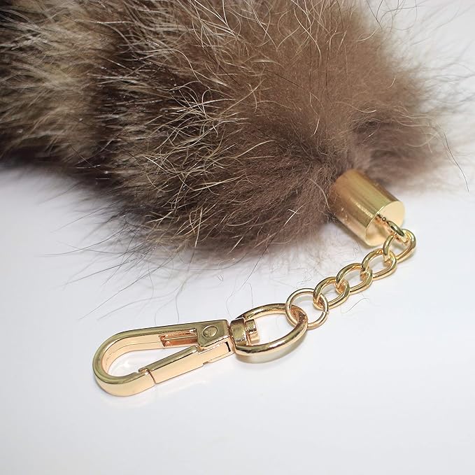 Fosrion Real Raccoon Tail Fur Cat Bites Toy with Three Section Retractable Carbon Fiber Rod (Raccoon, Only Tail)