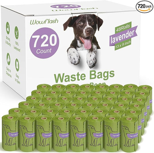 720 Count Lavender Scented 13” x 9” Dog Waste Bags Rolls, Leakproof Strong & Sturdy Bags for Dogs, Doggie Bags Cats Litter Bags,Trash Bags for Doggy Pets