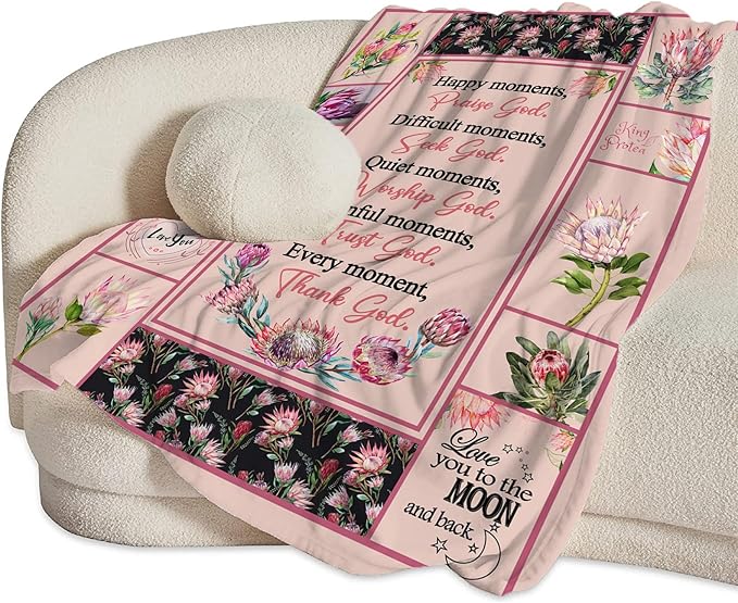 Christian Religious Prayer Blanket Ultra Soft Cozy Spiritual Bible Verse Throw Blanket Fleece Fuzzy Plush Bedding Christian Gifts for Women Girls Kids Adults 60"x50"