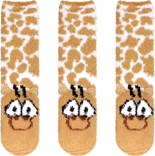BambooMN Women's Super Soft Warm Microfiber Fuzzy Cozy Animal Socks or Christmas Winter Animal Socks, Value Pack
