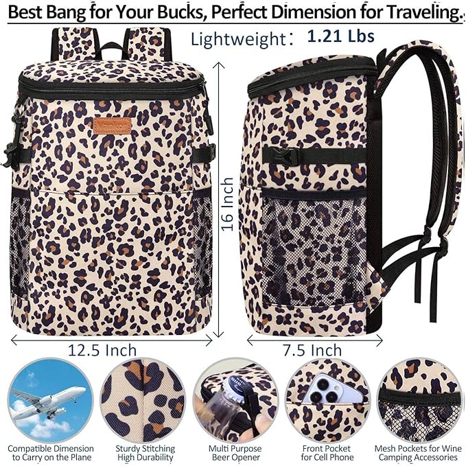 Camping Cooler Backpack 30 Cans, Soft Backpack Coolers Insulated Leak Proof Travel Cooler Bag Waterproof Lunch Picnic Beach Work Trip Thermal Bag Drink Beverage Beer Bag Cooler