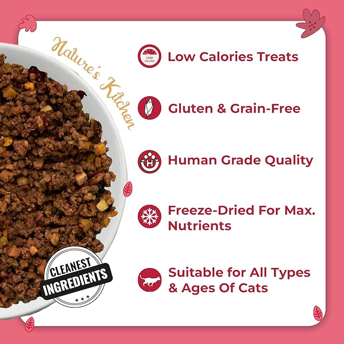 Nature's Kitchen Freeze Dried Cat Food - 100% Real Chicken | Grain Free, Provides High Protein | Healthy Cat Food - Provides Complete, Balanced Meal (8.82oz)