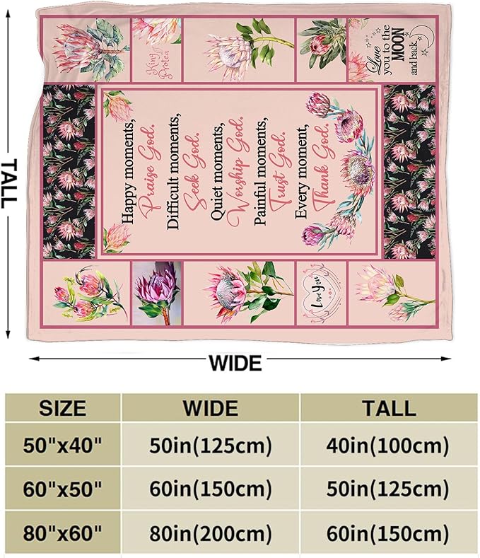 Christian Religious Prayer Blanket Ultra Soft Cozy Spiritual Bible Verse Throw Blanket Fleece Fuzzy Plush Bedding Christian Gifts for Women Girls Kids Adults 60"x50"
