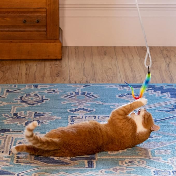 Tough Teaser Interactive Chase Exercise Wand Toy with 2 Lures for Indoor and Outdoor Cats and Kittens