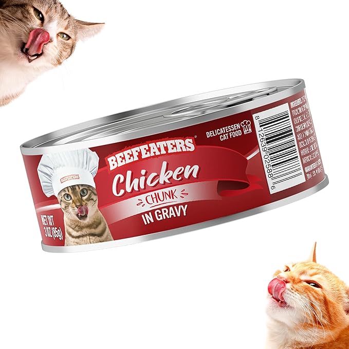 Beefeaters Cat Treats - Tuna Chunk in Gravy 3oz, Case of 24 | Premium Wet Cat Food, Rich in Vitamins & Taurine | No Artificial Additives | Training Treats