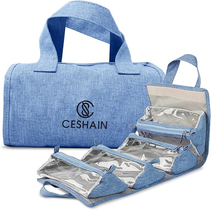 4-in-1 Hanging Toiletry Bag | Roll-up Makeup Organizer With 4 Detachable PVC Zip Pouches| Travel Toiletry Bag, 600D Oxford Fabric Material Organize Make up, Cosmetics