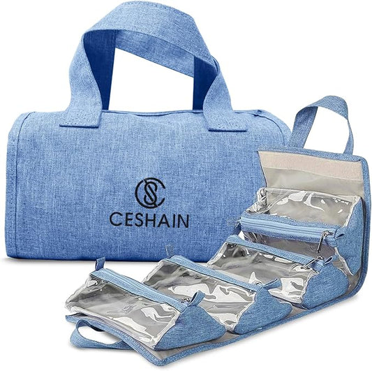 4-in-1 Hanging Toiletry Bag | Roll-up Makeup Organizer With 4 Detachable PVC Zip Pouches| Travel Toiletry Bag, 600D Oxford Fabric Material Organize Make up, Cosmetics