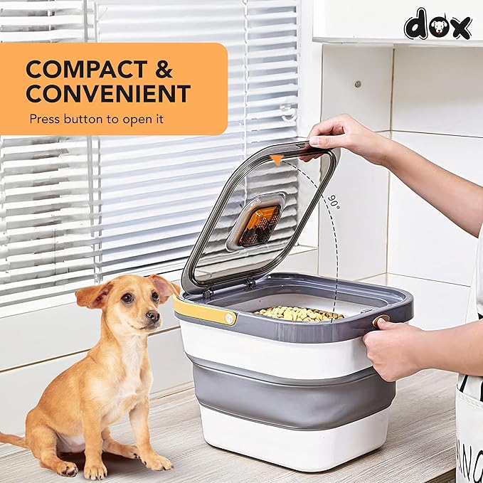 DDOXX Collapsible Dog Food Container - Durable Polypropylene with Clear Window & Sunken Lid - Ideal for Dogs and Cats Canned Food -Dog Food Bin - Mositure Free Pet Food Storage