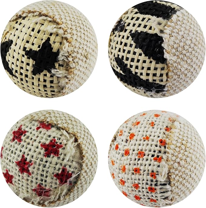 Canvas Cat Toys Balls, Cat Toys for Indoor Cats, Interactive Cat Chew Toys for Cat Kitty Kitten,4 Pack