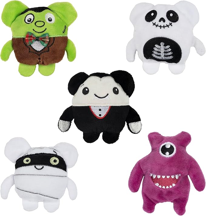 NEON Monster Mice: 5pc Catnip Cat Toy Set (Cyclops-Mouse, Dracu-Mouse, Franken-Mouse, Mum-Mouse, Skele-Mouse)