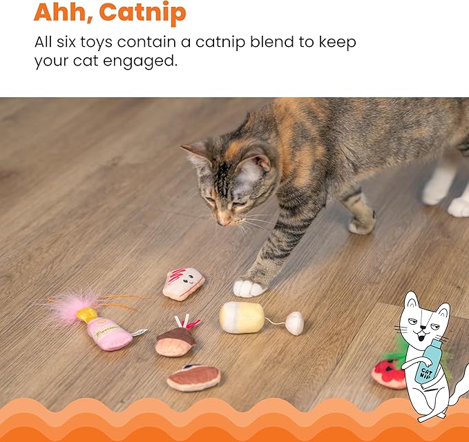 Catstages Purrsecco & Cupcakes Plush Interactive Catnip Cat Toys - 6 Pack