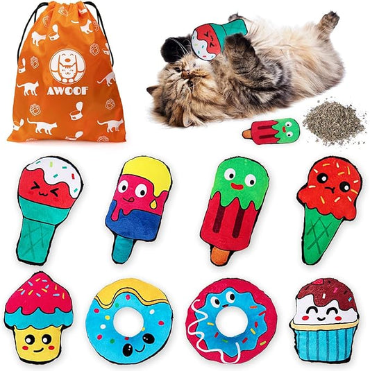 Catnip Toys for Indoor Cats, Natural Catnip Cat Toys Kitten Toys - 8 PCS Fish Cat Toys Set for Boredom
