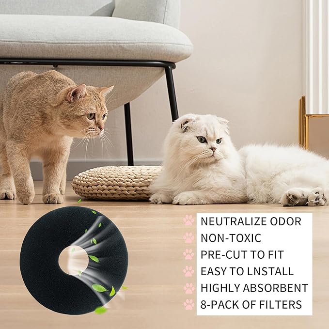 8 Pack Carbon Filters Compatible with Hidden Litter Box, Activated Carbon Filters Fit for Hidden Cat Litter Planters, Eliminate Odor and Controls Moisture on Pet's Body Keep Home Fresh