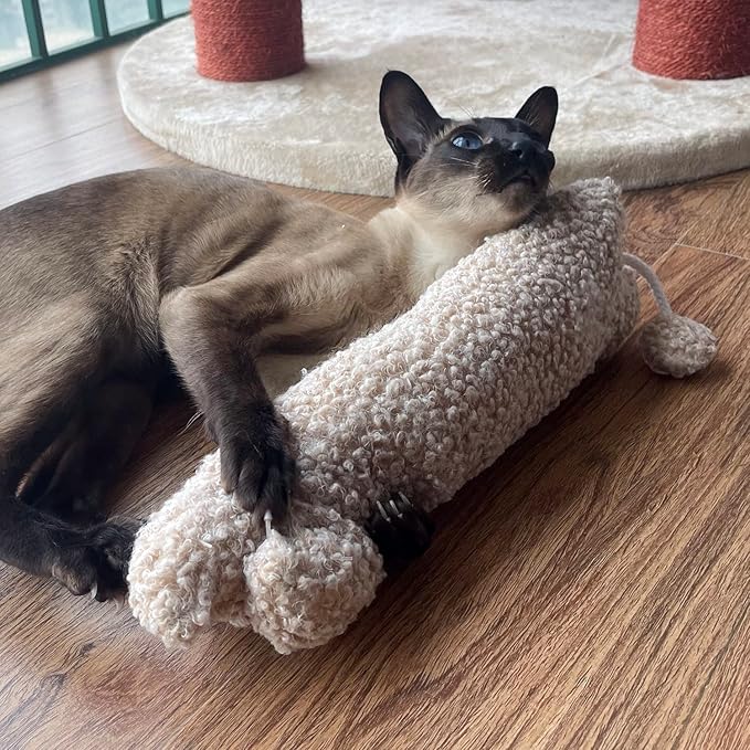 Catnip Silvervine Matatabi Pillow for Cats & Kittens,Cat Kicker Toy,Large Size Cat Pillow Soothing Plush Cat Toy(Beige).