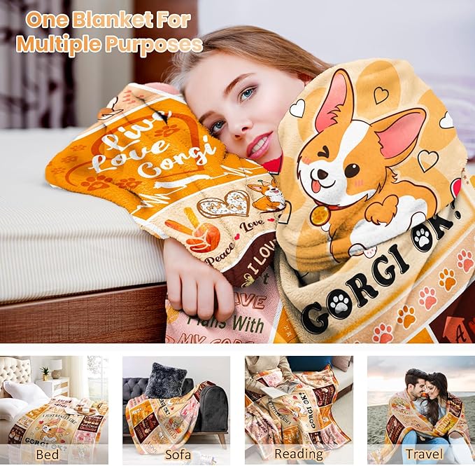 Corgi Blanket Gifts for Girls Women, Corgis Gift for Corgi Lovers Room Decor, Corgis Throw Blanket 50" x 40"