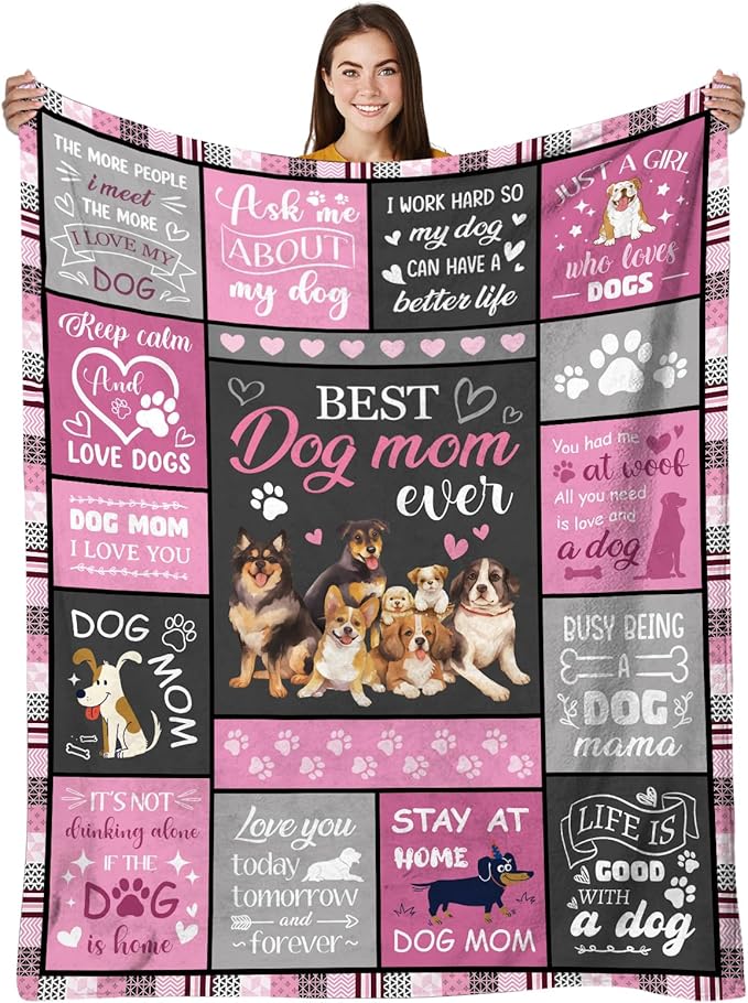 Dog Mom Gifts for Women Blanket, from Dogs, Birthday Present for Women, Dog Lover Gift, Mom Gifts from Daughters, 60"X80"