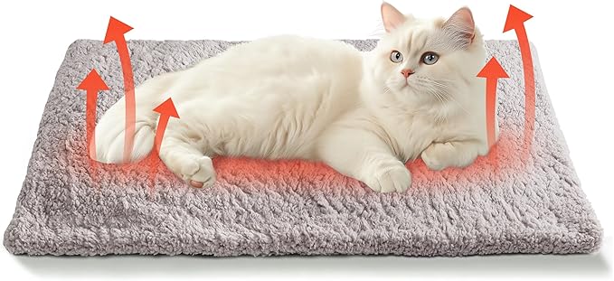 PatiencET Self Warming Cat Bed Mat, Self Heating Pet Bed for Indoor Outdoor Cats, Cat Dog Warming Pad Bed with Washable Removable Cover Non-Slip Bottom, 14"×20" Grey