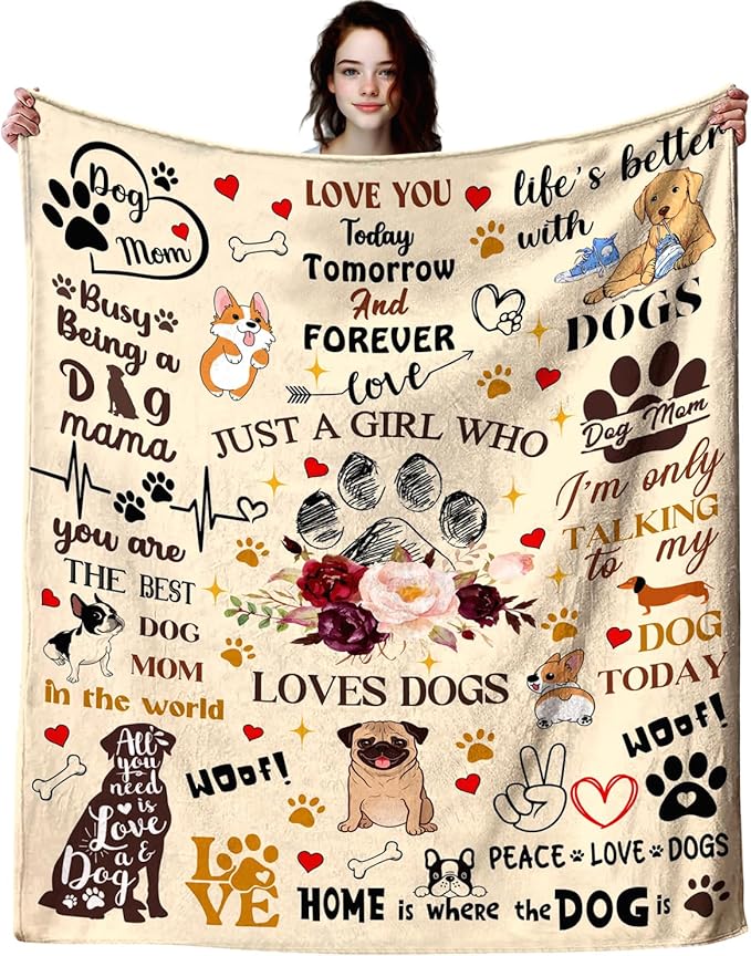 Dog Gifts Blanket for Pet Owners, Lovers, Adults, Women, Girls - Cute Puppies Throw for Christmas, Thanksgiving - 60"X50"