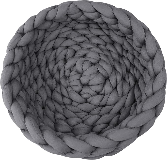 Lucky Monet Cat Basket Bed Cotton Knitted Round Pet Beds for Cats Cute Boho Cat Pet Bed Warm Woven Cat Nest for Puppy Kitten Cats Dogs (15.7", Dark Gray)