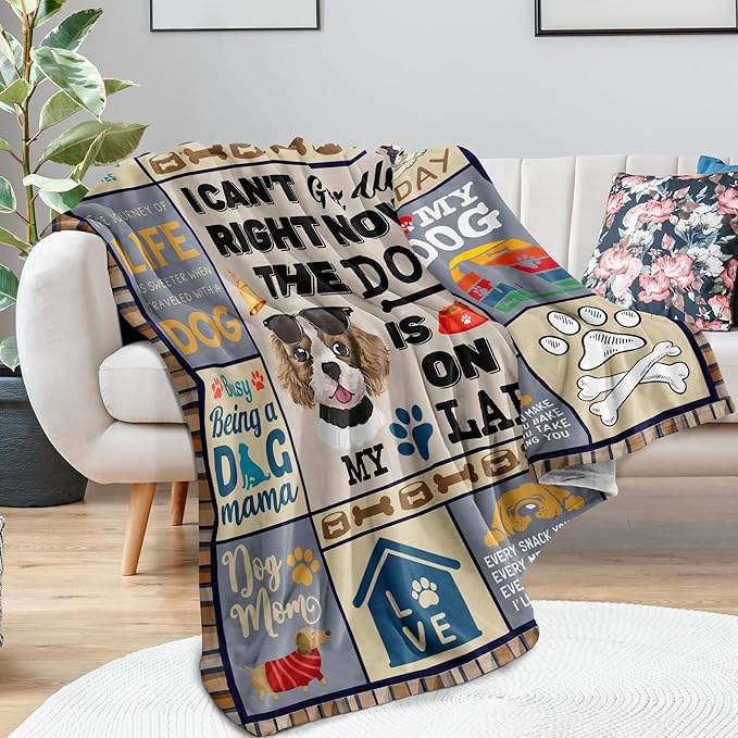 Dog Mom Gifts for Women, Dog Lovers Gifts, Presents for Dog Lovers/Moms Women, Doggie Blanket 50"x60", Presents from Doggie to Mom