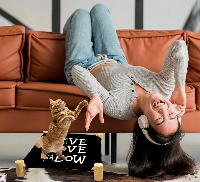 Cozy Live Love Meow Cat Beds, Wooden Hammock Bed for Indoor Cats, All Seasons Comfort, Cat Bed Also Suitable for Small Dogs, Pet Beds