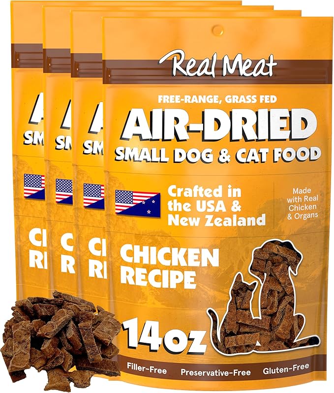 Real Meat Air Dried Cat Food & Dog Food w/Real Chicken - 3.5lbs of USA-Crafted Grain-Free Dry Dog & Cat Food Sourced from Free-Range, Cage-Free Chicken - All Natural, High Protein Pet Food