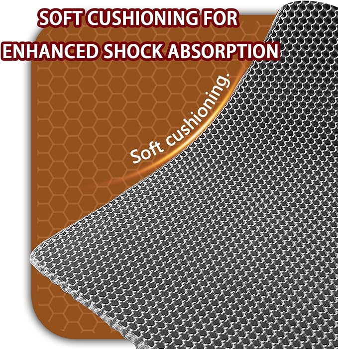 2025 𝗡𝗘𝗪 Waterproof Cat Litter Mat | Double Layer EVA, Odor-Free Large Grid | Urine Proof & Easy Cleanup | Soft on Paws | Versatile Design for Litter and Feeding (Pink, 22×31)