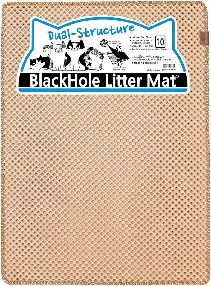 BlackHole Litter Mat Blackhole Cat Litter Mat - Extra-Large Size Rectangular 36" X 25" (Beige)