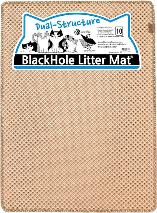 BlackHole Litter Mat Blackhole Cat Litter Mat - Extra-Large Size Rectangular 36" X 25" (Beige)