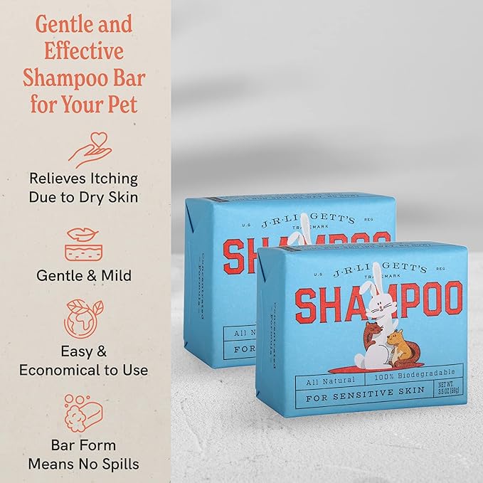 J·R·LIGGETT'S Small Animal Hair Shampoo Bar Great for Sensitive Skin | Relieves Dry, Itchy Skin, Hypoallergenic Formula | Biodegradable–100% Detergent-Free, 100% Ecologically Correct, Non-GMO 3.5 oz.