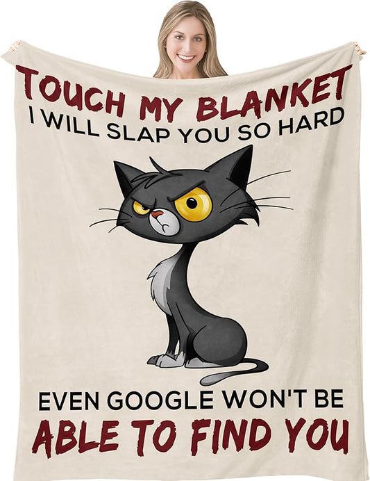 Birthday Gifts for Women, Funny Female Birthday Gift for Women Who Have Everything, Gifts for Her, Cat Funny Blanket 60"x80", Cat Gift for Womens Unique