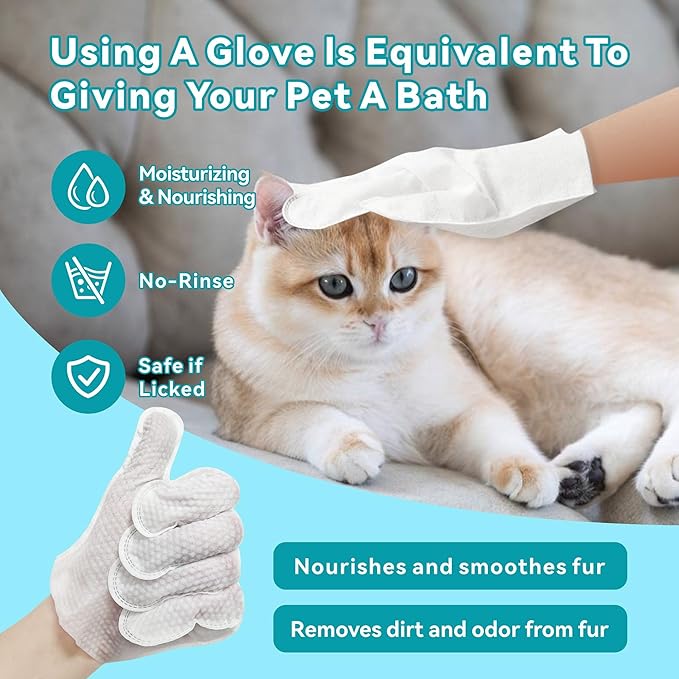 Dog Wipes Cleaning deodorizing, Extra Thick Dog Wipes, Dog Washing Gloves for Daily pet Care and Travel, 6 PCS (Green Packaging, Standard Thickness)