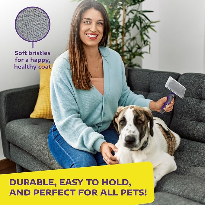 Hertzko Flexible Slicker Brush for Dogs and Cats - Removes Loose Hair, Tangles, and Knots, Flexible Head Contours on Your Pet’s Skin -Large Size Combs for Grooming Matting - Single Sided Brush