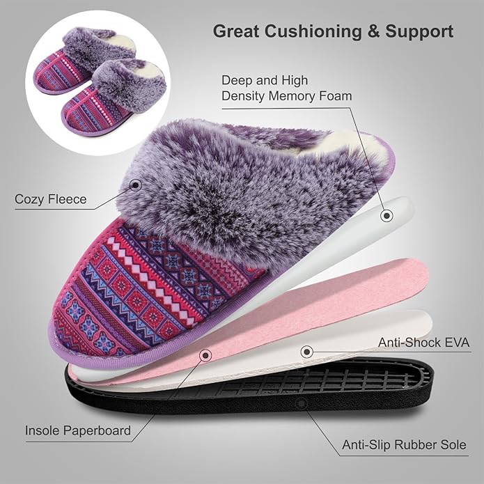 Besroad Winter Fuzzy House Slippers Sandals Plush Faux Fur Fluffy Flats Slippers Warm Slide Shoes for Women