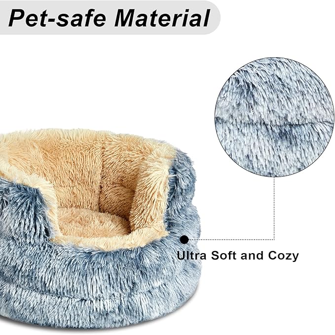 Calming Dogs Bed for Small Dogs, Anti-Anxiety Round Pet Cats Bed, Washable Fluffy Cozy Dog Cuddler Bed, Anti-Slip Puppy Bed for Small and Medium Pets